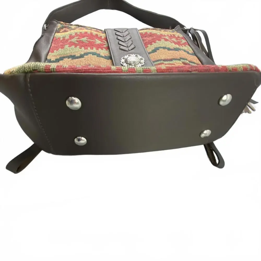 American West Santa Fe Tapestry Multi-Color SW Leather Handbag Bag